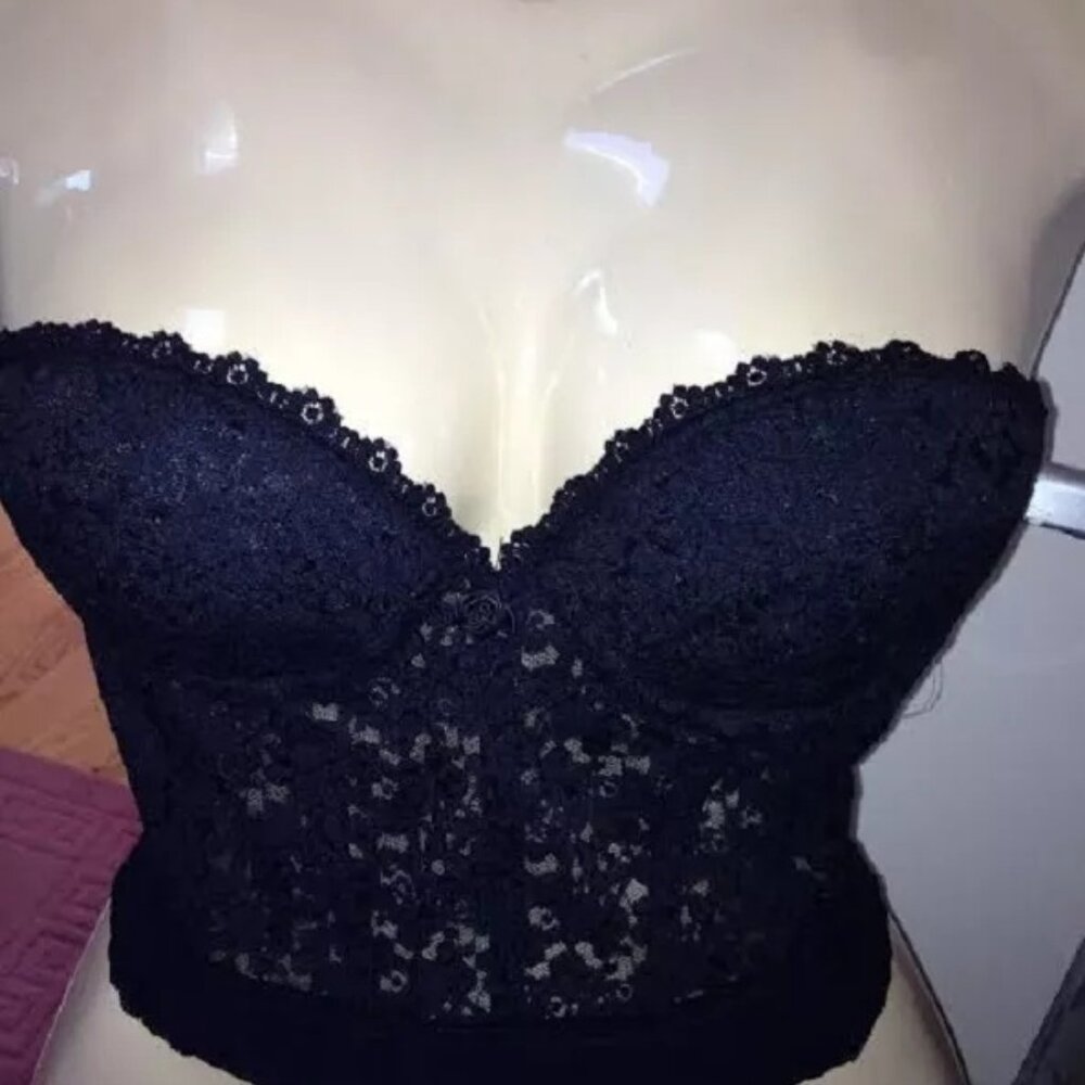 Frederick's of Hollywood 34 Strapless Backless Bra Lightly Lined Black 9805 $54